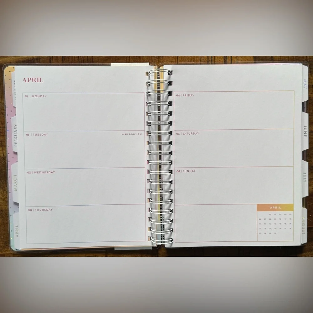 Agenda 2025 Colorful Tie-Dye Dated Planner Tabbed Dividers Calendar NWT